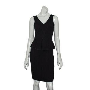 GANNI V-neck Sleeveless Sheath Dress Ruffle waist fits Small
